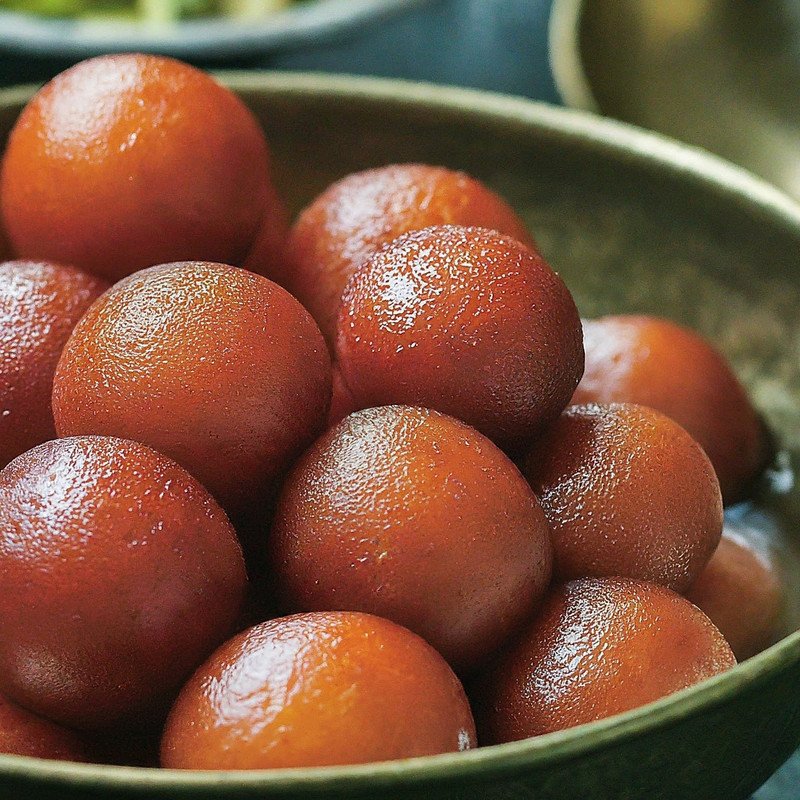 Soft gulab jamun soaked in warm cardamom syrup